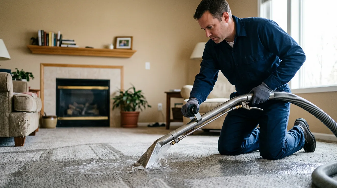 Water damage restoration technician working near Kaufman, TX